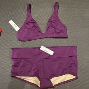 COPY -1 J Crew bathing swimsuit 2 piece boy shorts--Purple